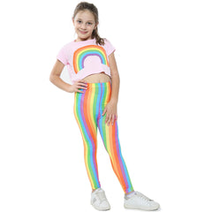 Kids Girls Crop Top & Legging Set Rainbow Fashion Two Piece Outfit Clothing Set