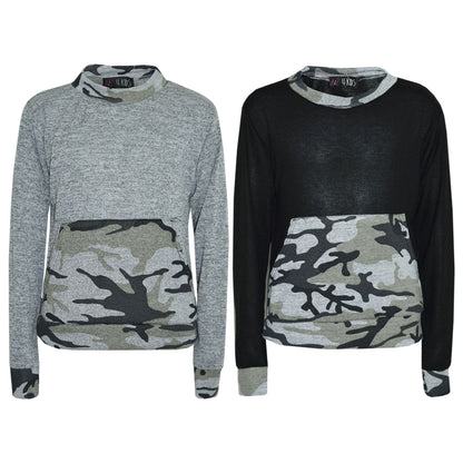 Kids Jogging Suit Boys Girls Camouflage Contrast Lounge Suit Tracksuit 7-13 Year