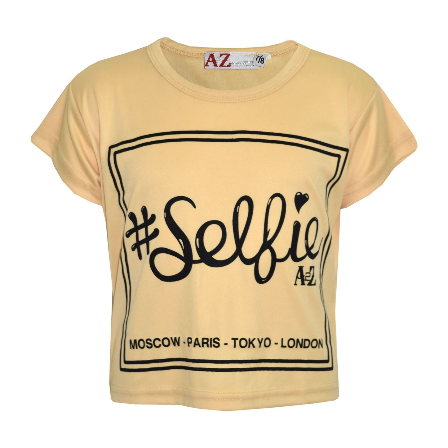 Girls Top Kids #Selfie Print Stylish Fahsion Trendy T Shirt Crop Top 7-13 Years