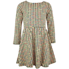 Kids Girls Skater Dress Long Sleeve Tweed Texture Flared Party Summer Dresses
