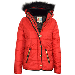 Kids  Girls Padded Puffer Quilted Coat Faux Fur Collar For  Girls Age 3-13 Years