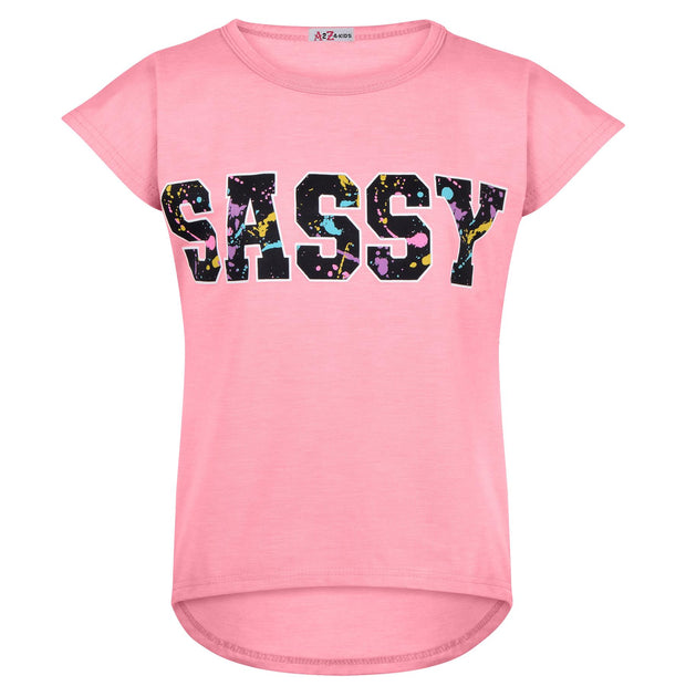 A2Z 4 Kids Girls Top Kids Sassy Print Trendy Baby Pink T Shirt Tops & Fashion Legging Set Age 5-6, 7-8, 9-10, 11-12 & 13 Years