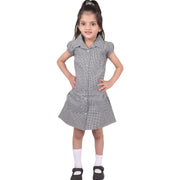 Kids Girls Pack Of 2 Uniform School Dress Gingham Dress With Matching Scrunchies