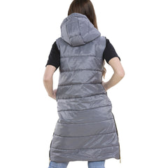Kids Girls Oversized Gilet Long Line Hooded Quilted Jacket Long Sleeveless Coat