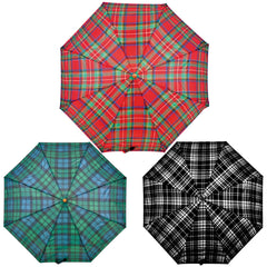 A2Z Supermini Umbrella Tartan|Wood Effect Handle|Protected from the Rain and Sun