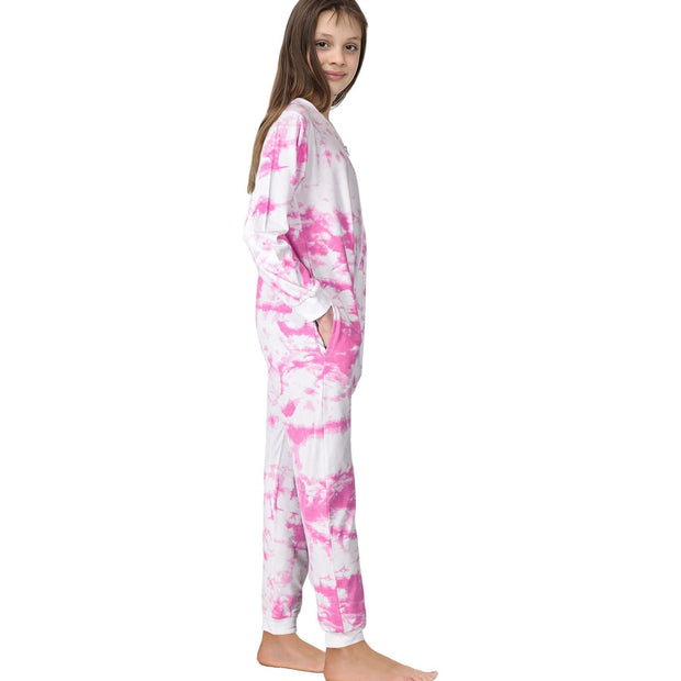 A2Z 4 Kids Cotton Onesie for Kids Onesie Pyjamas Lounge Wear Pink Tie Dye Printed Sleepsuit Comfy Gifts for Children Girls Age 5-6, 7-8, 9-10, 11-12 & 13