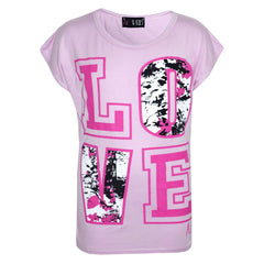 Kids Girls Top LOVE Splash Print Stylish Fashion T Shirt Top New Age 7-13 Years