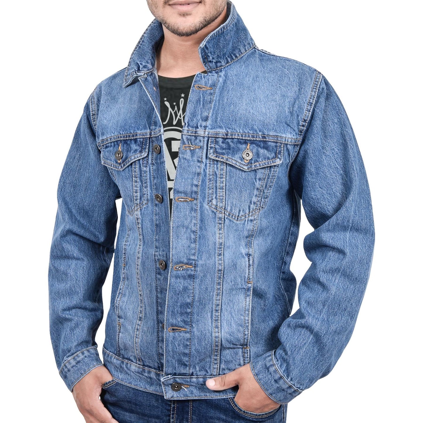 A2Z Mens Jacket Fashion Denim Jacket Jeans Long Sleeves Coat for Mens S To 3XL