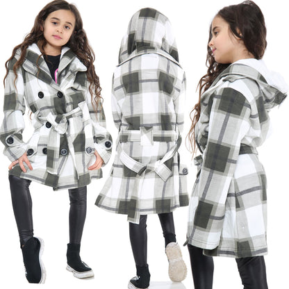 A2Z 4 Kids Parka Jacket Hooded Warm Jacket Oversized Belted Cuffs 5 -13 Years