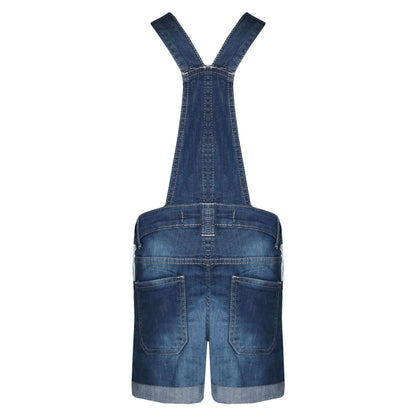 Kids Girls Denim Stretch Dungaree Shorts Jumpsuit Playsuit All In One 7-13 Years