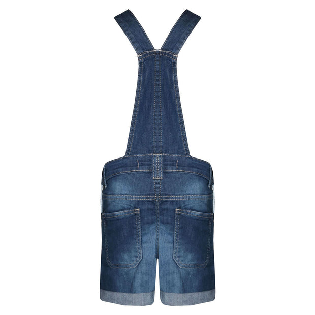 Kids Girls Denim Stretch Dungaree Shorts Jumpsuit Playsuit All In One 7-13 Years