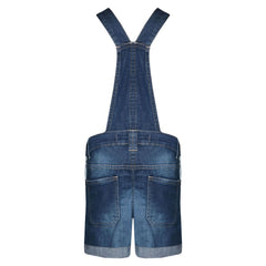 Kids Girls Denim Stretch Dungaree Shorts Jumpsuit Playsuit All In One 7-13 Years
