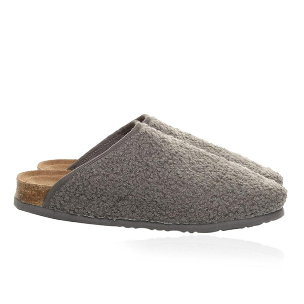 Men Curly Mule Slipper Warm Cozy Memory Foam Slip-on sturdy Cork sole Slider