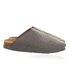 Men Curly Mule Slipper Warm Cozy Memory Foam Slip-on sturdy Cork sole Slider
