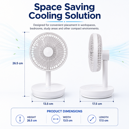 6 Inch White USB Desk Portable Cooling Fan with 4 Speeds LED Indicator Table Fan