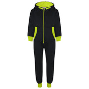 A2Z 4 Kids Girls Boys Neon Green Contrast Fleece Onesie All In One Jumsuit Playsuit Nightwear New Age 2 3 4 5 6 7 8 9 10 11 12._13 Years