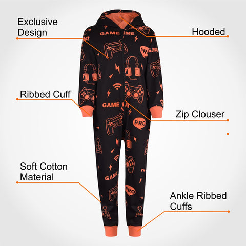 A2Z Onesie One Piece Kids Pyjamas Sleepsuit Blue Game Time Costume Girls Boys