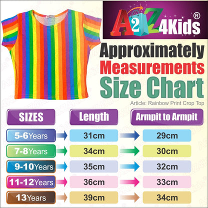 Girls Rainbow Clothing Crop Tops Skirts Dresses Jumpsuits Leggings Party Wear