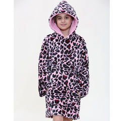 Kids Girls Boys Oversized Hoodie Blue Tartan Printed Snuggle Soft Fleece Blanket