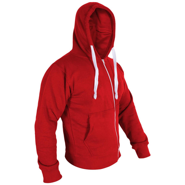 Mens Fleece Plain Zipper Hooded Long Sleeve Sweatshirt For Adults S-4XL