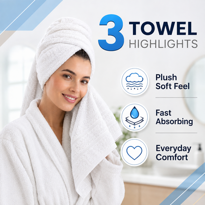 A2Z Hotel Bath Towel White Soft Absorbent Cotton for Spa Gym Bathroom
