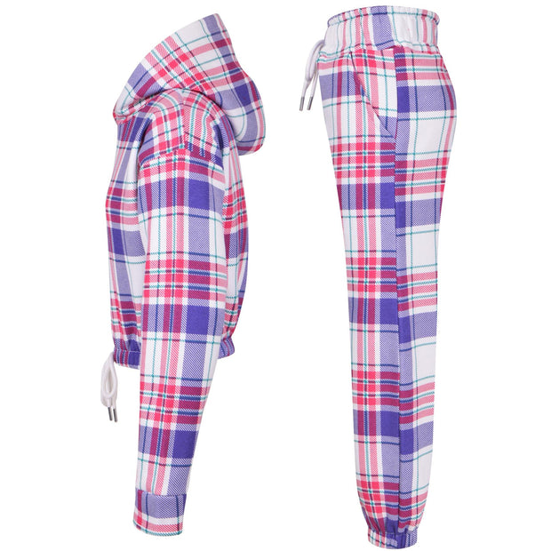Kids Tie Dye Tracksuit Gym Cropped Hoodie Sweatpants Cord Set Girls Age 5-13