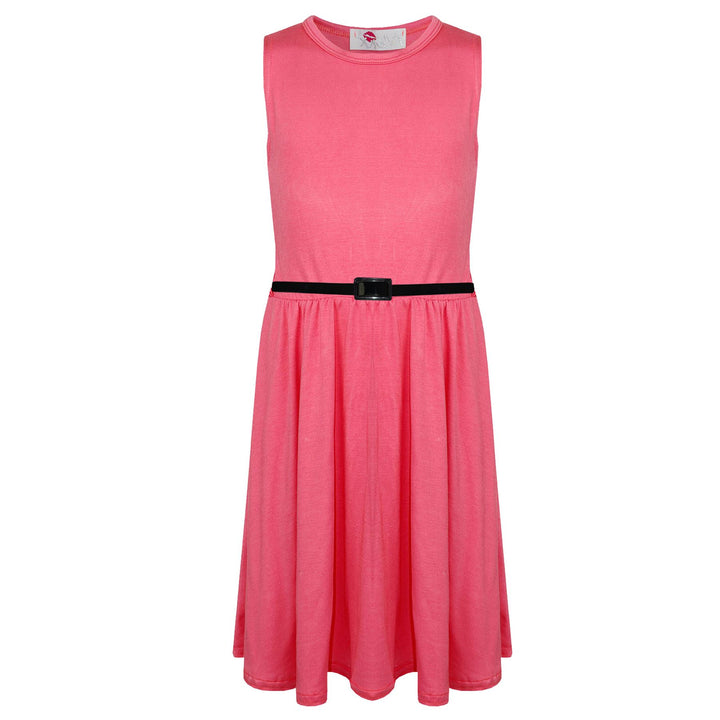 Kids Girls Skater Dress Party Dresses With Free Belt For Children New Age 2-13 - A2Z 4 Kids