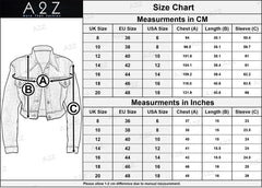 Ladies Women Fashion Cropped Denim Jacket Jean Long Sleeve Jacket Size 8-20