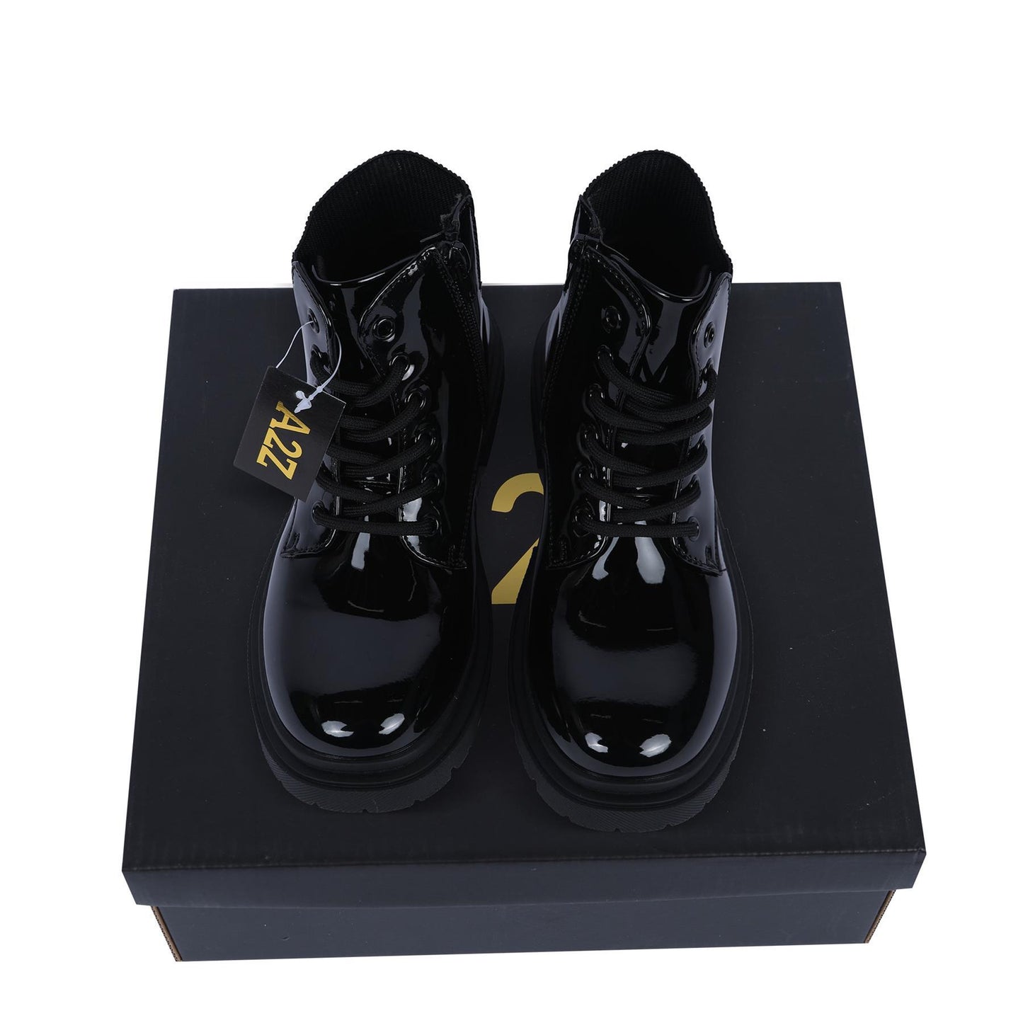 Kids Girls Teens Ladies Lace-Up Ankle Combat Boots with Side Zip Fashion Shoes