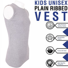 Kids Girls Ribbed Vest Top 100% Thick Cotton Fashion Tank Tops T Shirt 2-13 Year