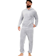 Mens Pyjamas Soft Warm Fleece Adults Hooded Pyjamas 2 Piece Gift Set For Mens