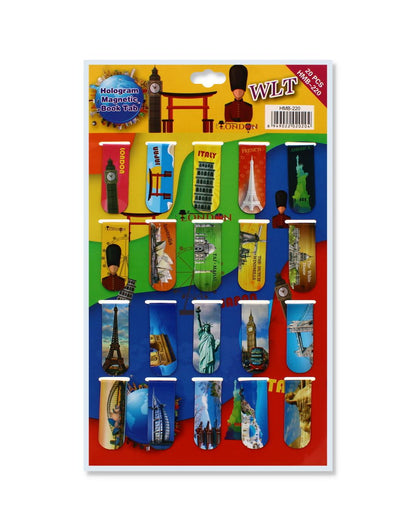 A2Z Hologram Magnetic Book Tabs 20 Pack World Landmark Page Markers