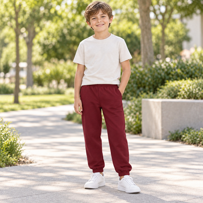 Kids Girls Boys Plain Jogging Bottoms Cuffed Joggers Sweatpants Trousers 2-14 Yr