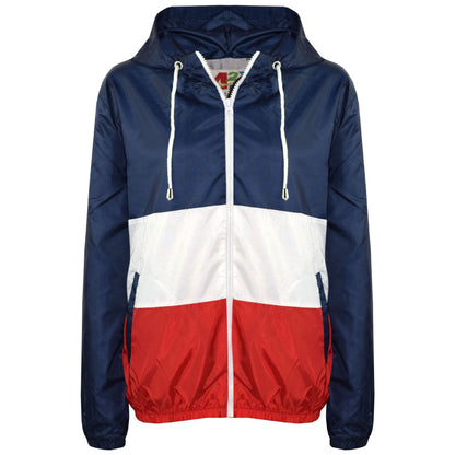 Kids Girls Boys Windbreaker Contrast Panel Jackets Hooded Raincoat Rain Mac 5-13