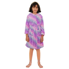 Kids Girls Unicorn Bathrobe Hooded Galaxy Xmas Cosplay Costume Soft Lounge Suit