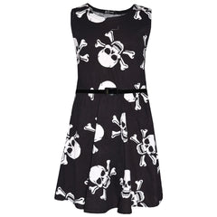 Kids Girls Boys Skull Print Crop Top Legging Skater Dress Halloween Costume 5-13