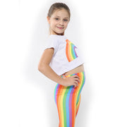 A2Z 4 Kids Girls Crop Top Designer's Rainbow Print White Tops Trendy Floss Fashion Belly Shirt Trendy T Shirt Tees New Age 5 6 7 8 9 10 11 12 13 Years