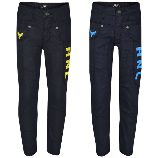 Boys Stretchy Jeans Designer Kids HNL Denim Skinny Jean Pants Trousers 5-13 Year