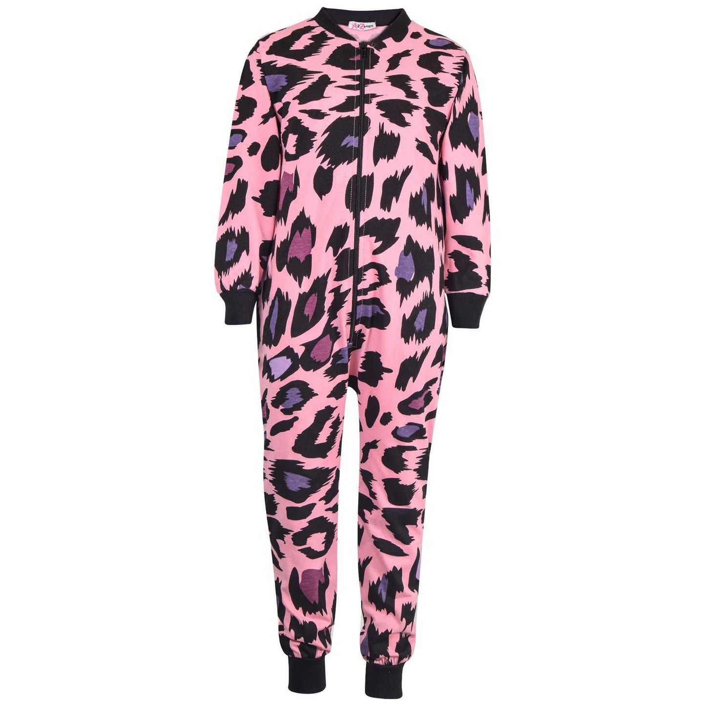 A2Z Onesie One Piece Kids Pyjamas Sleepsuit Leopard Print Costume For Girls