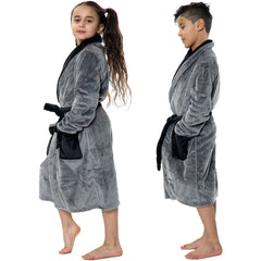 Kids Soft Fleece Bathrobe Dressing Gown Hooded Swim Beach Girls Boys 2-13 years