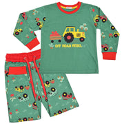 A2Z 4 Kids Tractor Pyjama Set Contrast Colour PJS Matching Top Bottom Green Pyjamas Comfy Loungewear Dress Up Outfit Gifts for Girls & Boys Age 2-13 Years