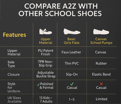 A2Z Girls Teens Womens Black Patent Mary Jane School Shoes Smart Buckle Footwear