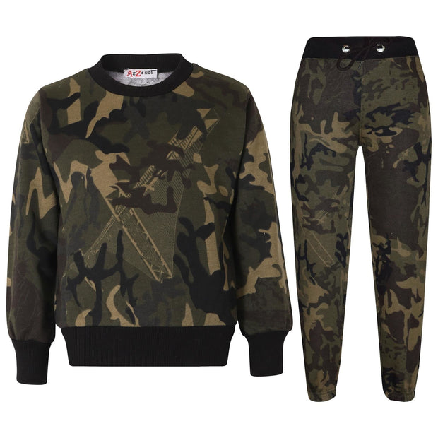 Kids Plain Tracksuit Sweatshirt Set Jumper and Bottoms PE School Girls Boys 2-13