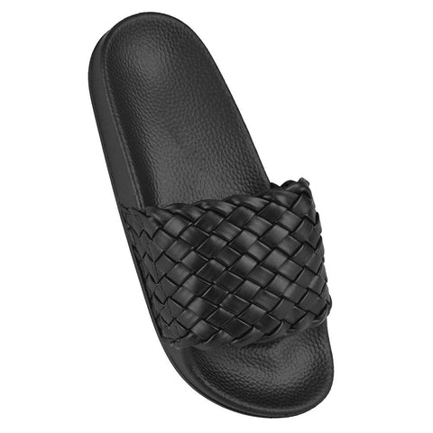 Womens Open Toe Woven Strap Slipper Slip-On Casual Summer Mule Sandal Sliders