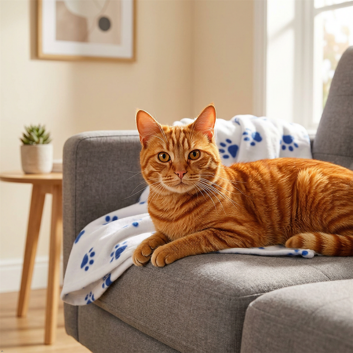 A2Z Cosy Fleece Pet Blanket 70 x 70 cm Soft Paw Print Polyester Mat