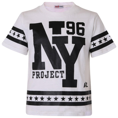 Kids Boys Girls T Shirt Short Set NY New York T-Shirt Top Shorts Set Age 5-13