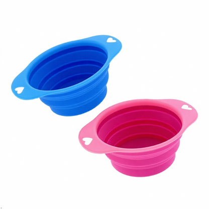 2 Pack Collapsible Silicone Dog Bowls Portable Travel Pet Feeding Bowl 550ml