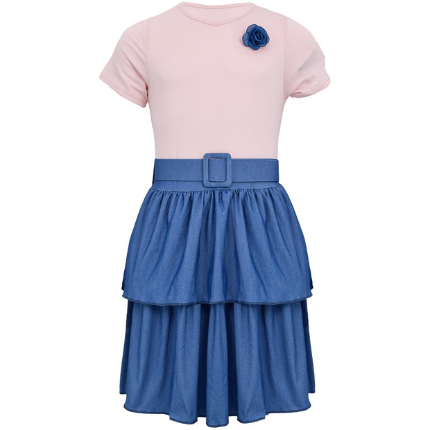 Kids Girls Summer Dress Casual Ruffle Party Dress Age 2-14