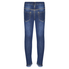 Girls Skinny Jeans Kids Stretchy Denim Ripped Rough Pants Trousers Jeggings 5-13