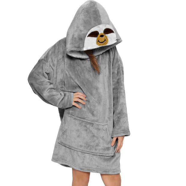 A2Z Unisex Mens Ladies Oversized Kangaroo Pocket Hooded Animal Wearable Blanket